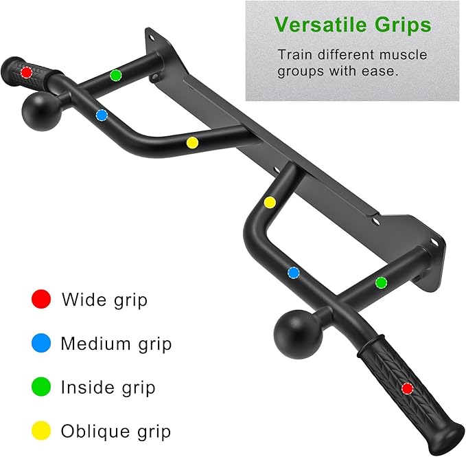 SELEWARE Heavy Duty Wall Mounted Doorway Pull Up Bar Multifunctional Joist Mount Chin Up Bar with Resistance Band Hooks & Ball Finger Training, Fully Welded Steel Construction Support to 600LBS