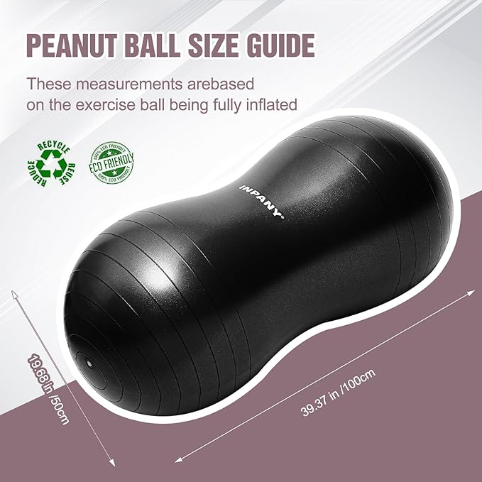 INPANY Peanut Ball - Exercise Ball for Labor Birthing, Anti-Burst Physical Therapy for Kids, Core Strength, Flexible Seating, Home & Gym Fintness, Sensory Chair Wiggle Seat for Girls and Boys