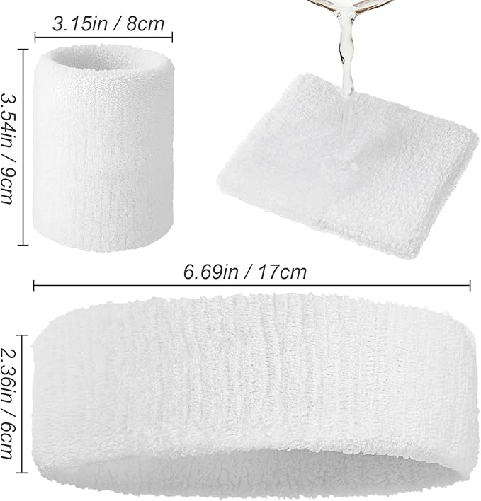 Civaner 12 Pcs 80s 90s Sweatbands Neon Headbands Wristbands for Men Women Party Sports Cotton Headbands Terry Cloth Athletic Sweat Bands for Tennis Football Gym Workingout Accessories