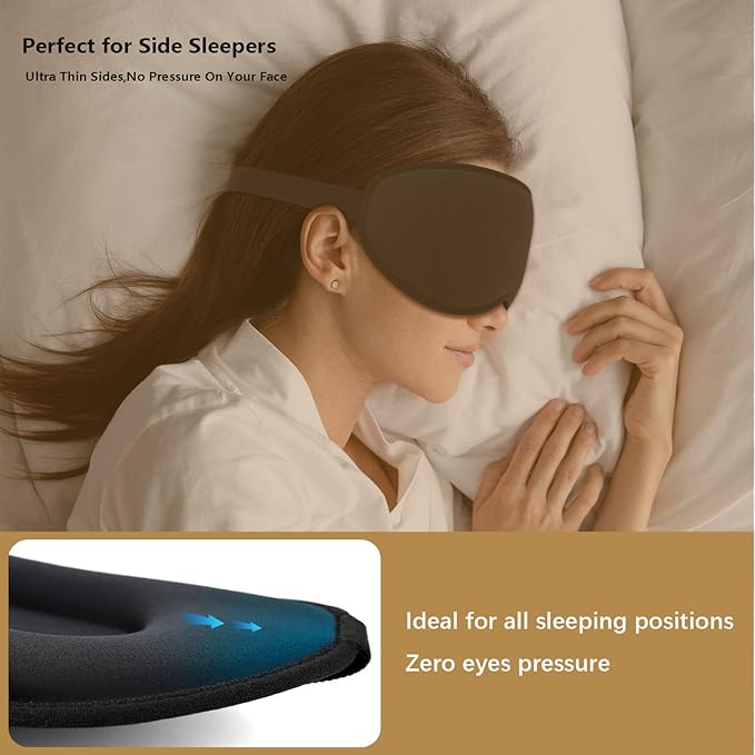 Sleep Mask for Side Sleeper, 3D Contoured Blackout Sleeping Mask,Breathable Sleep Masks for Women Men,Eye Masks for Sleep,Adjustable Eye Cover Blindfold with lash Extensions for Trave,Nap,Night Work