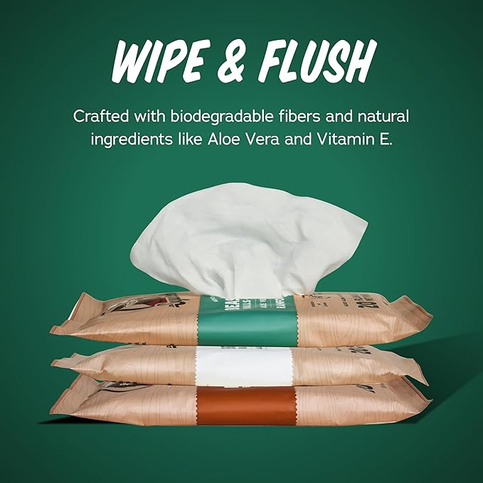 Dr. Squatch Beast Wipes - Flushable Adult Wipes for Men - Soothing and Refreshing - 2 Pack Rainforest Rapids