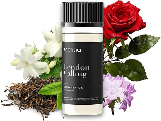 Hotel Diffuser Oil Inspired by Ferrari - 50 ml 1.69 fl oz - Fragrance Oil Blend White Tea, Cedarwood & Soku Lime for Aromatherapy Diffusers and Humidifiers - London Calling, Mothers Day Gift