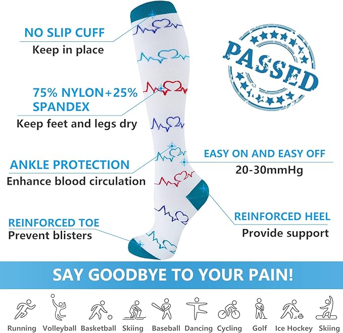 bropite Halloween Compression Socks for Women & Men-Pumpkin Ghost 6 Pairs 20-30mmhg Support Running Nurse Travel