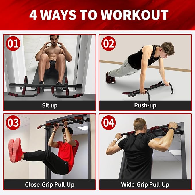 IRON AGE Pull Up Bar for Doorway : 2025 New Pullup Bar - Industrial Grade Steel, Hang & Go Training, Multi-Grip Horizontal Array