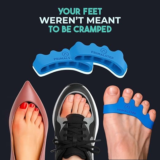 2.0 Firm Edition Toe Separators - Extra Firm, Stretchy & Flexible - Thicker & More Durable - Dr. Recommended Toe Spacers - Loved by Those with Bunions or Plantar Fasciitis - (Blue, Large)