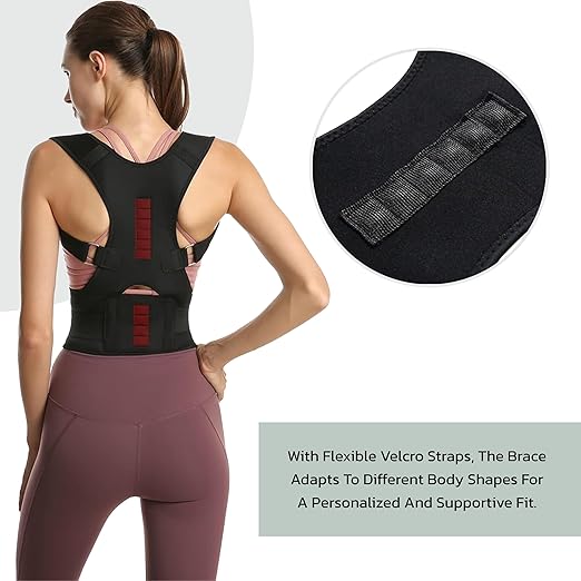 Full Back Posture Corrector for Women & Men –Adjustable back straightener posture corrector with Magnetic Therapy- Back brace for Spine, Neck & Upper Back Pain Relief - Posture Back Brace (M - 33.8” – 38.5”)