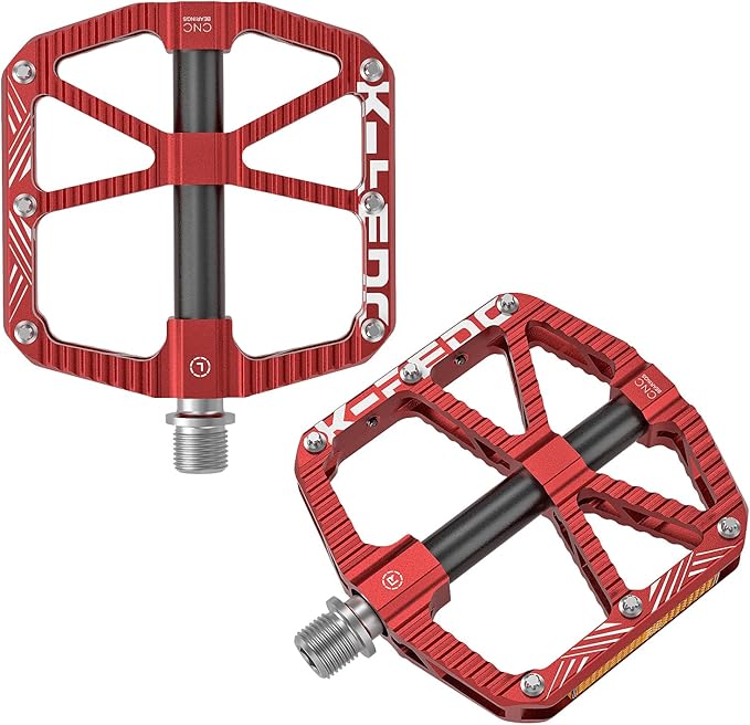 MTB Mountain Bike Pedal Platform Flat Bicycle Pedals Aluminum Alloy Non-Slip 9/16" Metal Bike Pedals with 3 Bearings for Road, BMX