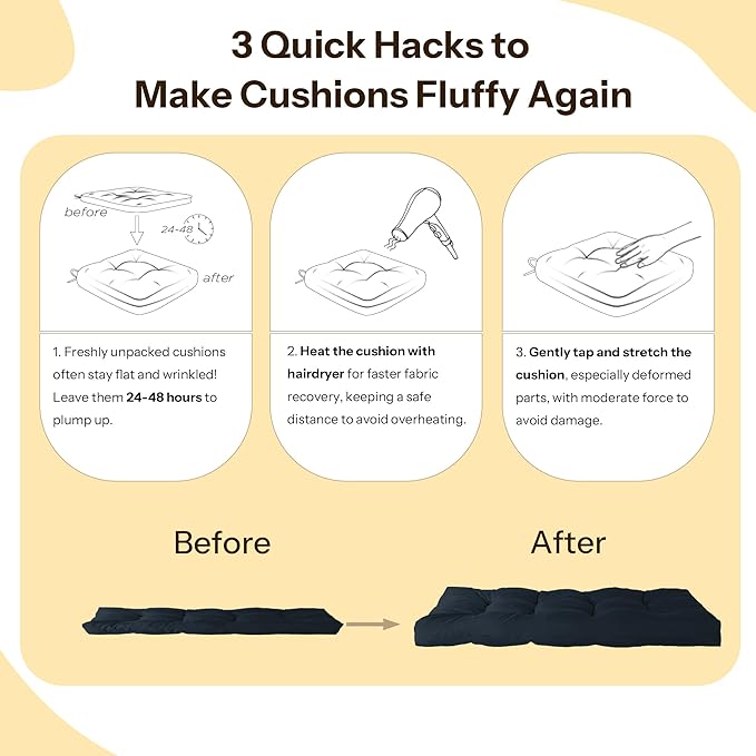 Waterproof Outdoor Bench Cushion 49"X20"X4" Comfortable Outdoor Chair Cushions Tufted Garden Bench Pad UV Resistant and Fade Resistant (1, Navy)