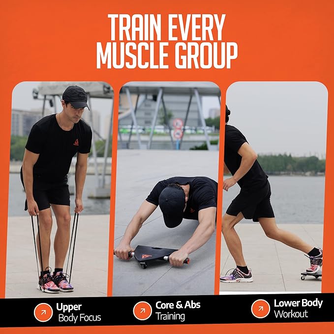 Nooba Core Bender Ab Wheel Roller – Advanced Abs Roller Machine with Resistance Band & Anchor, Durable Exercise Roller for Core Strength & Home Fitness