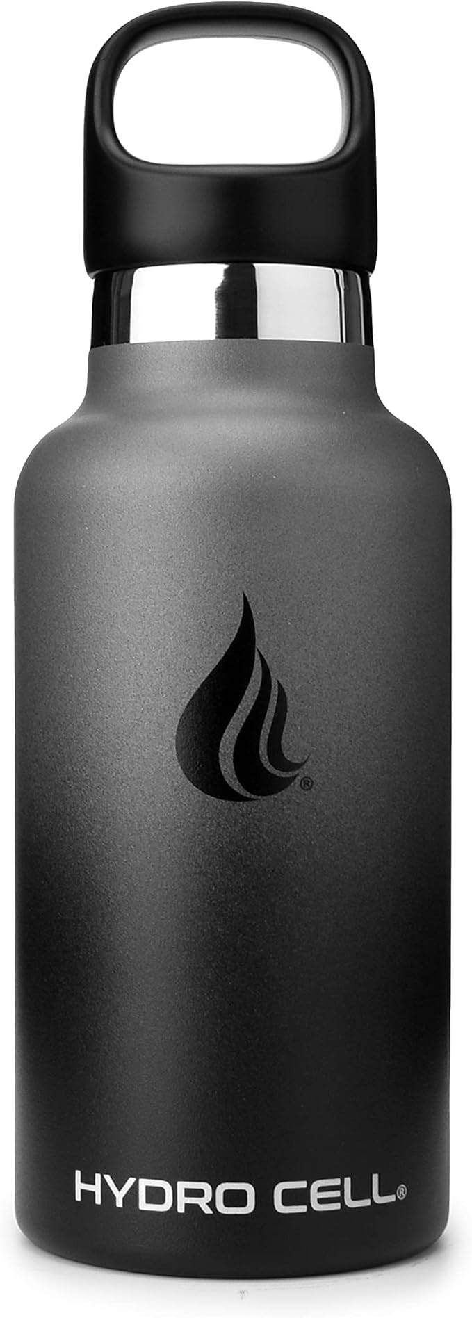 HYDRO CELL Stainless Steel Water Bottle with Straw & 2 Standard Mouth Lids (32oz 24oz 20oz 16oz) Keeps Liquids Hot or Cold w/Double Wall Vacuum Insulated Leak Proof Sport Design (Graphite/Black 16oz)