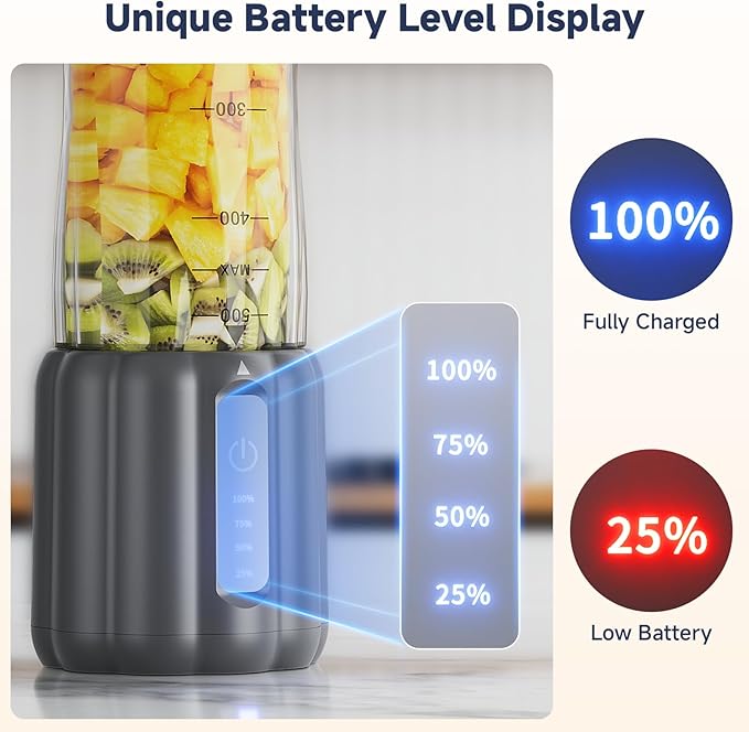 COKUNST Portable Blender, 17Oz Personal Blender for Shakes and Smoothies, USB Rechargeable Mini Mixer with 6 Blades, Smoothie Blenders Juicer with Extra Handle Lid for Travel Kitchen Outgoing