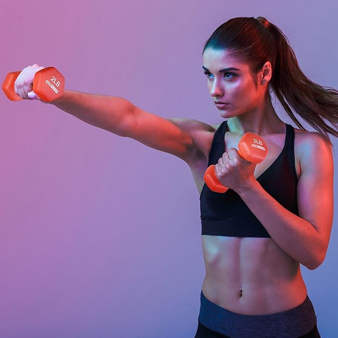 HolaHatha 2, 3, 5, 8, and 10 Pound Neoprene Dumbbell Free Hand Weight Set with Rack, Ideal for Home Exercises to Gain Tone and Definition, Pastel