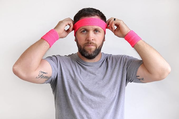 12 Sweatbands Cotton Sports Headbands Terry Cloth Moisture Wicking Athletic Basketball Headband by Kenz Laurenz