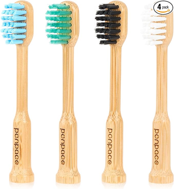 Bamboo Toothbrush Heads Compatible with Laifen, Soft Castor-Oil Bristles, Biodegradable Toothbrush Replacement Heads, Eco-Friendly & Daily Cleaning
