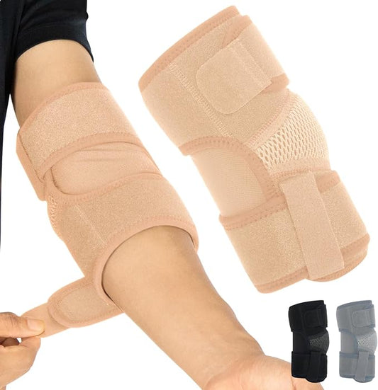 Vive Elbow Brace - Tennis Compression Sleeve - Wrap for Golfers, Bursitis, Left or Right Arm - Tendonitis Support Strap for Golf, Men and Women - Epicondylitis and Sports Recovery (Beige, Standard)