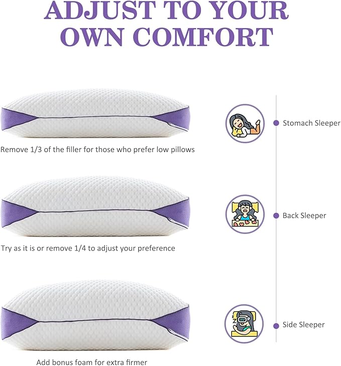 HOMELAB Adjustable Shredded Memory Foam Body Pillow, Cooling Long Pillow with Washable Cover, Full Support for Side Sleepers, Back, Hip & Leg Comfort, 1 Pack 20"x52"