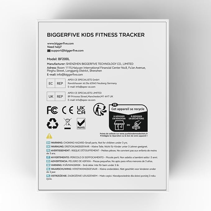 BIGGERFIVE Vigor 2 L Kids Fitness Tracker Watch for Boys Girls Ages 5-15, Activity Tracker, Heart Rate Sleep Monitor, IP68 Waterproof, Pedometer, Calorie Step Counter Watch, Blue