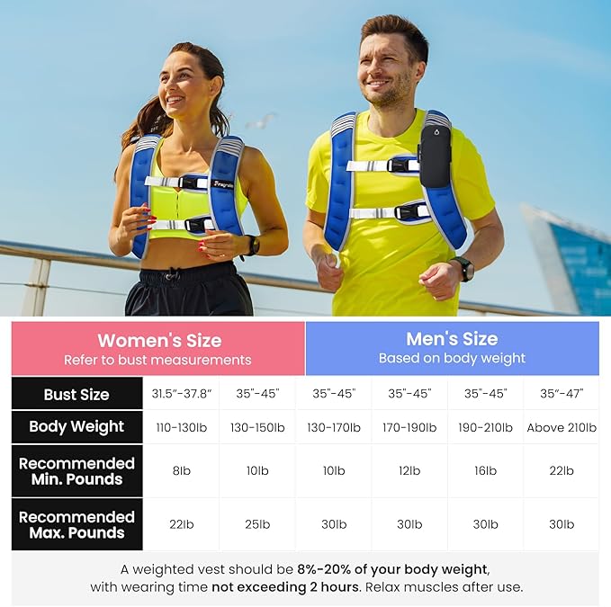 Fragraim Weighted Vest for Women Men - 8lb/10lb/12lb/16lb/22lb/25lb/30lb Weight Vest with Reflective Stripe, Detachable Phone Pouch, Ideal for Walking, Strength Training, Running, Workout, Cardio