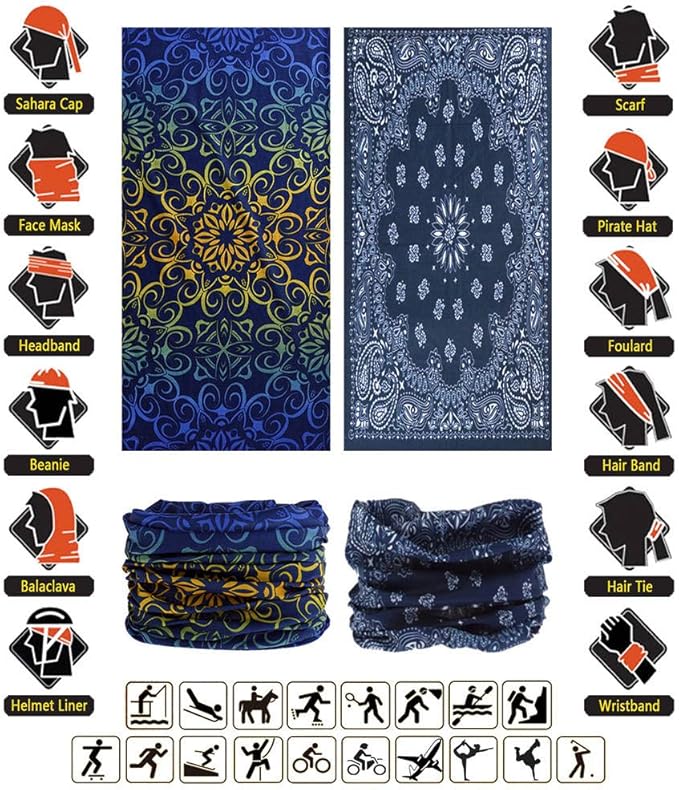 Headband Neck Gaiter Head Wrap Headwear Face Mask Magic Scarf Bandana for Men and Women