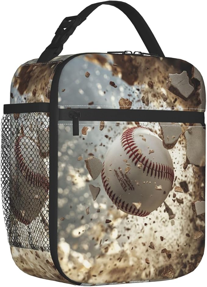 Lunch Box for Women Men, Baseball Theme Insulated Lunch Box Reusable Portable Lunch Bag Cooler Tote Waterproof Lunch Container for Office Picnic Work Travel Hiking