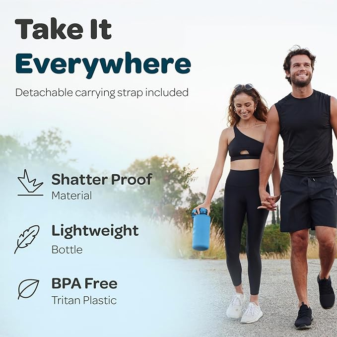 Hydracy Water Bottle with Time Marker -Large BPA Free Water Bottle & No Sweat Sleeve -Leak Proof Gym Bottle with Fruit Infuser Strainer & Times to Drink -Ideal for Fitness Sports & Outdoors