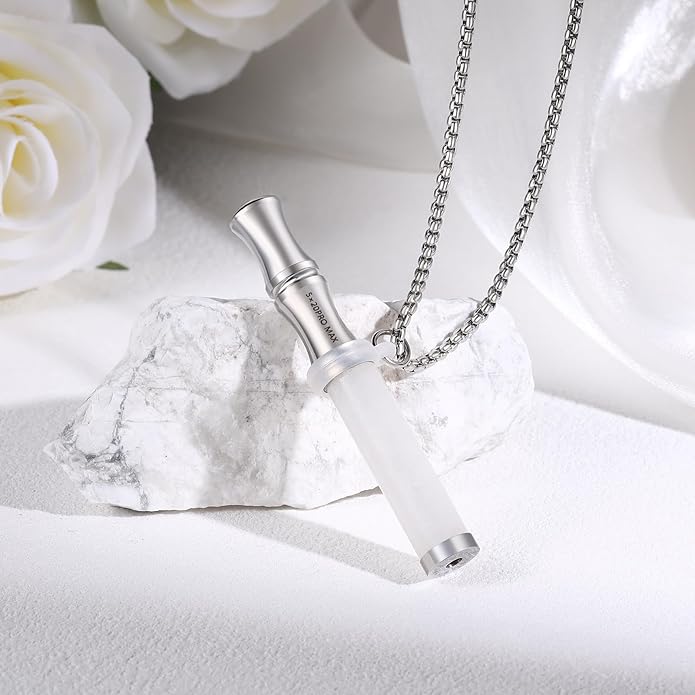 Breathe Free Necklace with Filter, Anxiety & Stress Relief Breath Tool for Meditation, Mindfulness and Relaxation,Natural Stone Breathing Necklace, Portable Wellness Gift for Adults