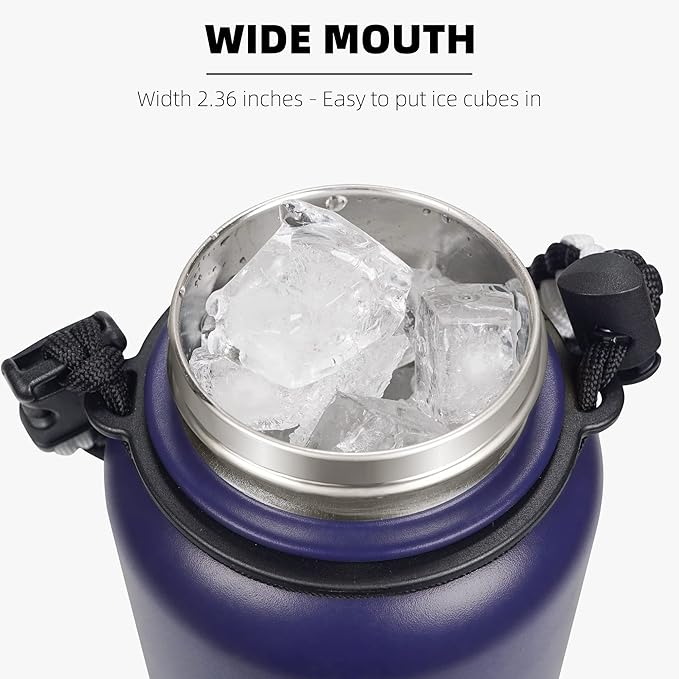 Fanhaw 40 Oz Stainless Steel Insulated Sports Water Bottles with Straw for Kids, Men and Women (Purple Green)