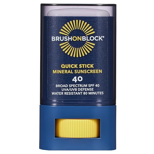 Brush On Block Quick Stick SPF 40, Mineral Sunscreen Stick, UVA/UVB Protection, Water Resistant, Hawaii Compliant, Reef Friendly, 0.63 oz