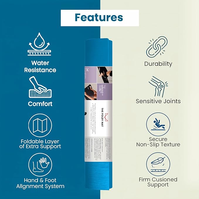 Foldable Yoga Mat Thick, in 6 Combinations; Greater Support and Protection for Joints, Body Alignment System, and Sections for Hands and Feet. Non-slip texture and water-resistant