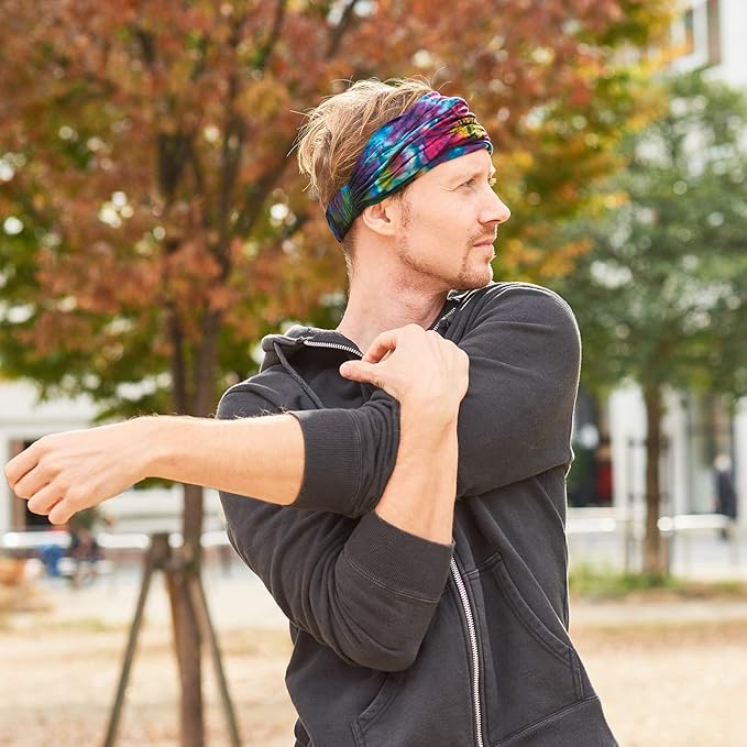 CHARM Tie-Dye Bandana Headbands - Psychedelic Hippie Womens Head Scarf Boho Mens