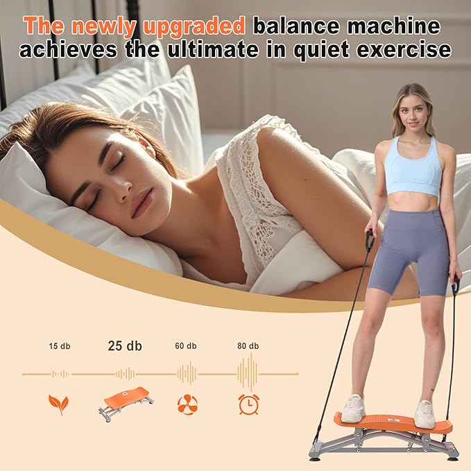 Ski Balancing Machine & Balance Board Trainer - Heavy-Duty 300LB Capacity Wobble Board with Resistance Bands & LCD Display for Cardio, Core and Full-Body Workouts