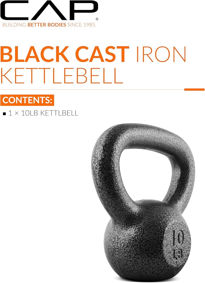 CAP Barbell Black Cast Iron Kettlebell Single or Set | 10-80 Lbs