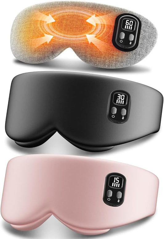 Heated Eye Mask - Cordless Eye Mask for Dry Eyes ｜4 Heating Levels ｜Timer Shutoff Functions｜Washable Dry Eye Relief｜1500mAh｜Sleep & Travel Essential｜Silk Fabric