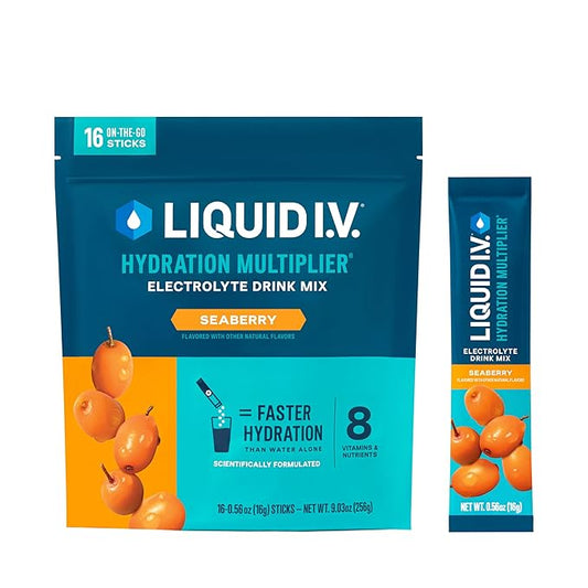 Liquid I.V.® Hydration Multiplier - Seaberry | Electrolyte Powder Drink Mix | 1 Pack (16 Servings)