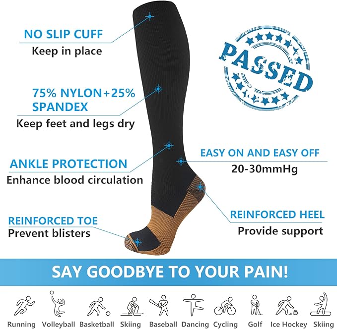 bropite Halloween Compression Socks for Women & Men-Pumpkin Ghost 6 Pairs 20-30mmhg Support Running Nurse Travel