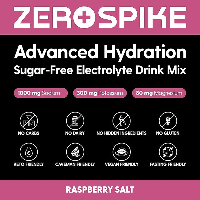No Sugar Electrolytes Powder Packets | Keto & Fasting Salts Drink Mix | Supplements: The Key Hydration Nutrients Missing from Purified Water | Clean, Raspberry, Calorie Free | 30 Sticks