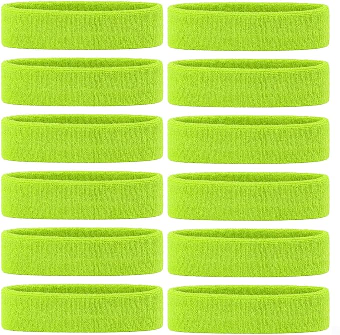 ONUPGO Sweatband Headbands for Men & Women -12PCS Sports Headbands Moisture Wicking Athletic Cotton Terry Cloth Headband for Tennis,Basketball,Football,Gym,Working Out