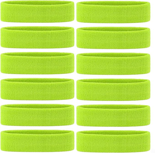 ONUPGO Sweatband Headbands for Men & Women -12PCS Sports Headbands Moisture Wicking Athletic Cotton Terry Cloth Headband for Tennis,Basketball,Football,Gym,Working Out