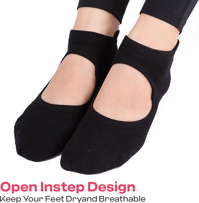 CoolMate Pilates Socks with Grips for Women, Yoga Socks, Crew Non Slip Women for Workout, Barre, Pilates Gifts