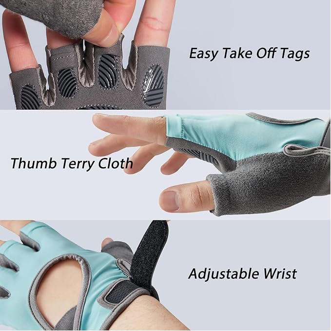 Workout Gloves for Women Men, Lightweight Weight Lifting Glove Breathable Fingerless Gym Gloves, Exercise, Fitness, Training, Cycling