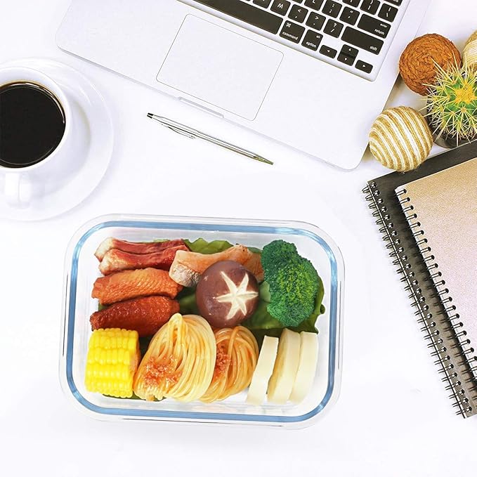 [8-Pack,30 oz]Glass Meal Prep Containers,Glass Food Storage Containers,Airtight Glass lunch Containers with Lids - Microwave, Oven, Freezer and Dishwasher