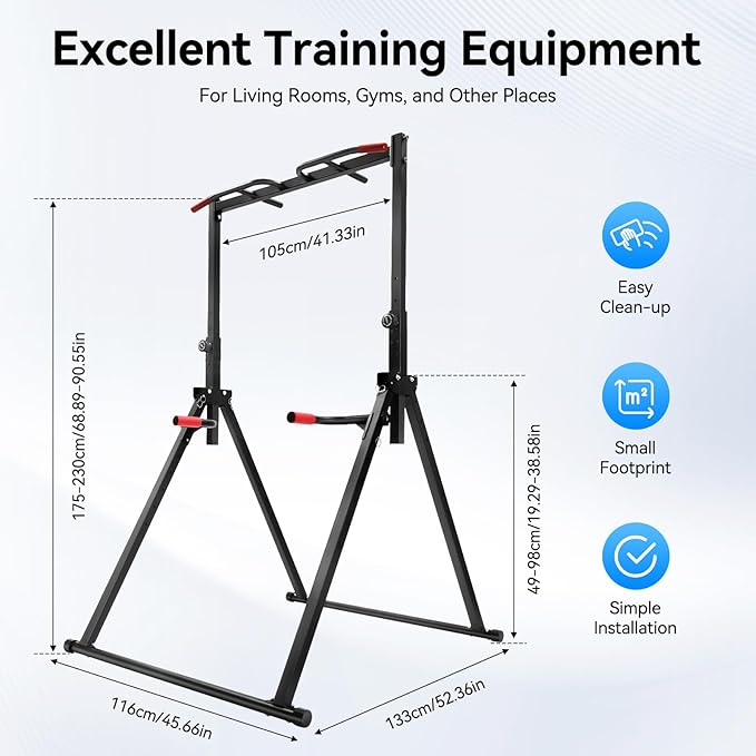Pull Up Bar, Triangular Pull Up Station with Thickened Pipe Multifunction Adjustable Height Bar Freestanding for Home Gym (Max. Load: 200kg/440.92lbs)