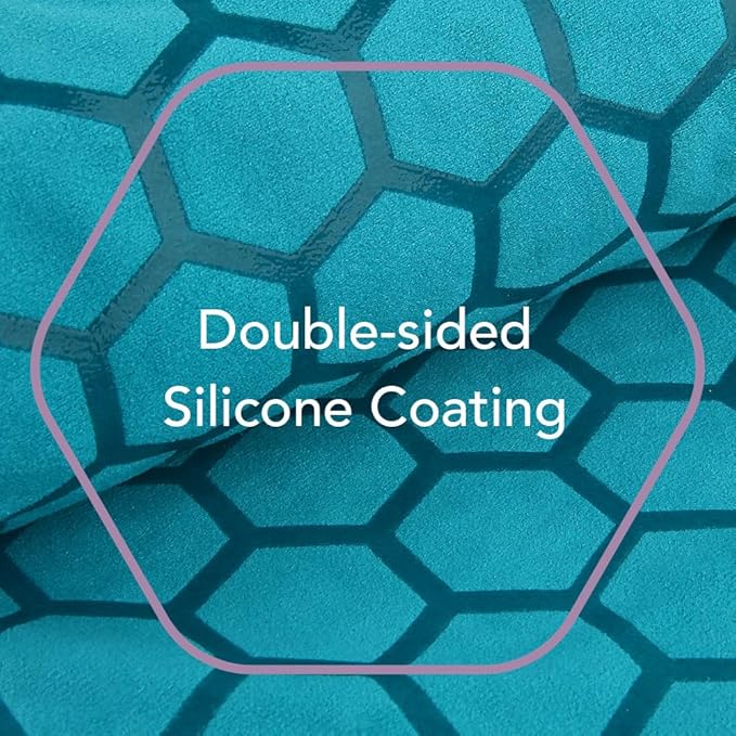 Clever Yoga Hot Yoga Mat Towel – Non-Slip Grip for Hot Yoga, Sweat Absorbent, Honeycomb Silicone Grip, Stays Flat – Ideal for Pilates, Travel, Washable & Lightweight - Turquoise