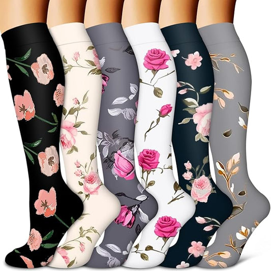 BLUEENJOY Copper Compression Socks for Women & Men (6 pairs) - Best Support for Nurses, Running, Hiking, Recovery