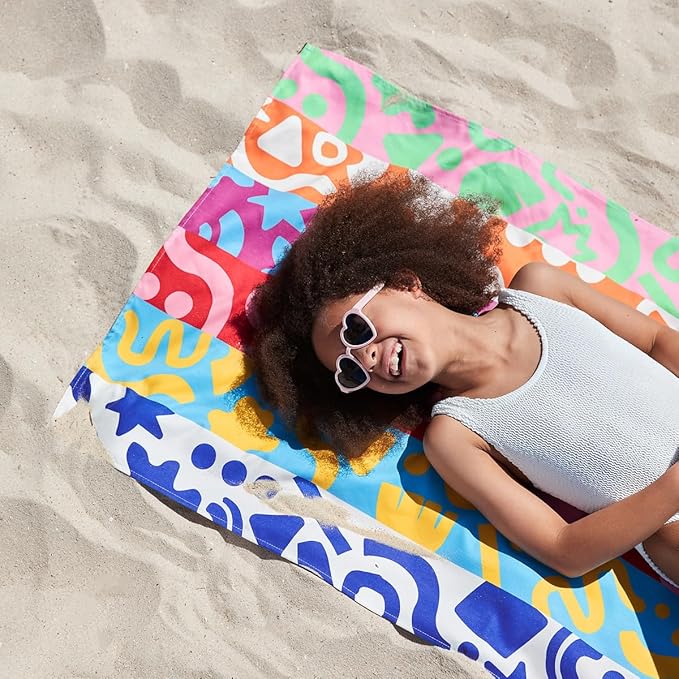 Dock & Bay Beach Towel - Quick Dry, Sand Free - Compact, Lightweight - 100% Recycled - Includes Bag - Power of Positivity - Large (160x90cm, 63x35)