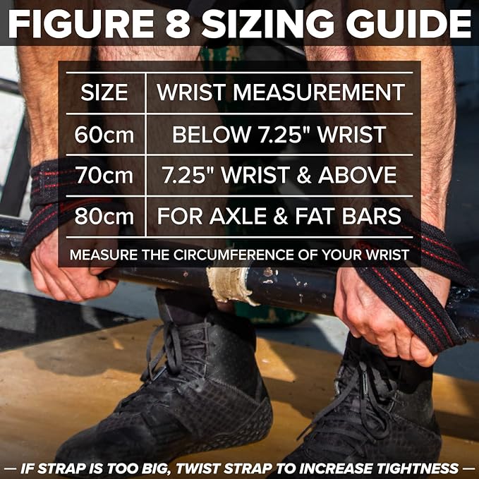 SERIOUS STEEL FITNESS Red Figure 8 Lifting Straps | Deadlift & Strongman Axle Straps - 3 Sizes
