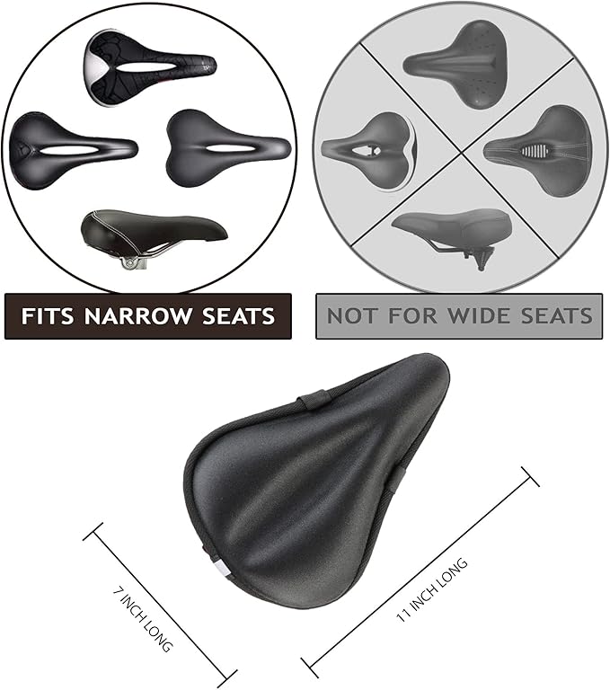 Exercise Bike Seat Cushion Cover – Padded Gel Bike Seat Covers Bicycle Saddle Pad for Women and Men – Comfort Extra Soft – Great for Indoor Cycling Class and Stationary Bikes Spin Bike