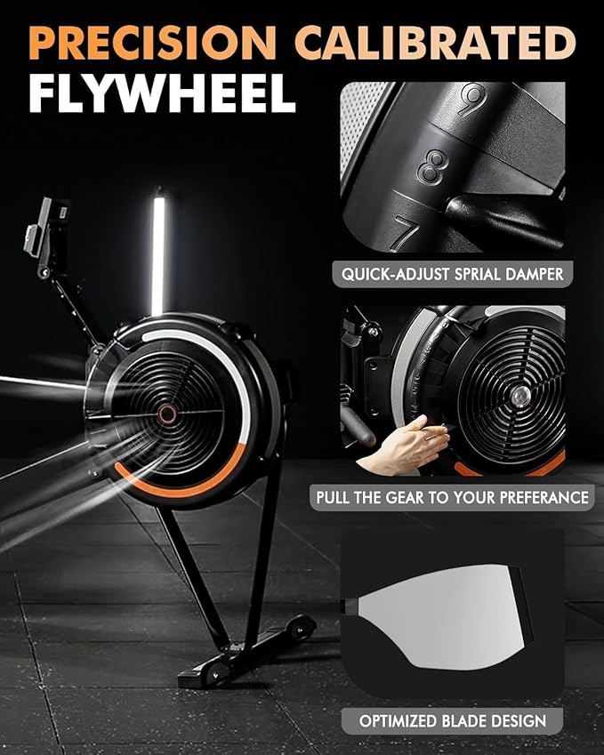 GMWD Air Rowing Machines for Home, 10-Level Adjustable Resistance Professional Rower Machine with Performance Monitor, Ergonomic Comfort Seat, Device Holder & Easy Storage, Lava Flow Series