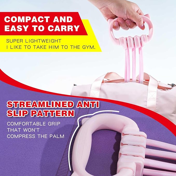 6 Gear Adjustable Resistance Bands, Fitness Resistance Bands Exercise Bands with Comfort Grips, Unisex, for Arms, Chest Extender, Home Workout, Fitness, Pilates