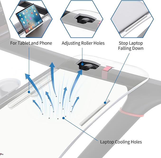 Treadmill Desk Attachment,Compatible with Peloton Tread Tray Ergonomic Platform, Tablet Holder,New Universal Cooling Holes Laptop Stand for Home/Office Transparent Acrylic Material